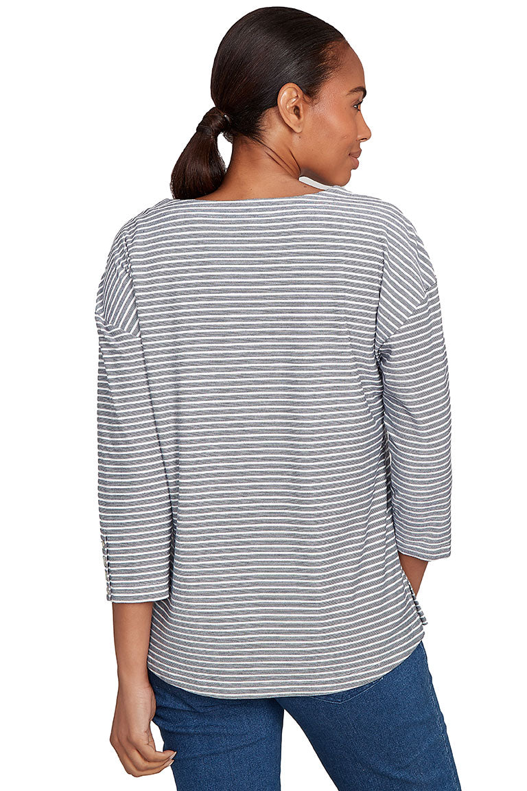 Stripe Right 3/4 Sleeve Knit Top