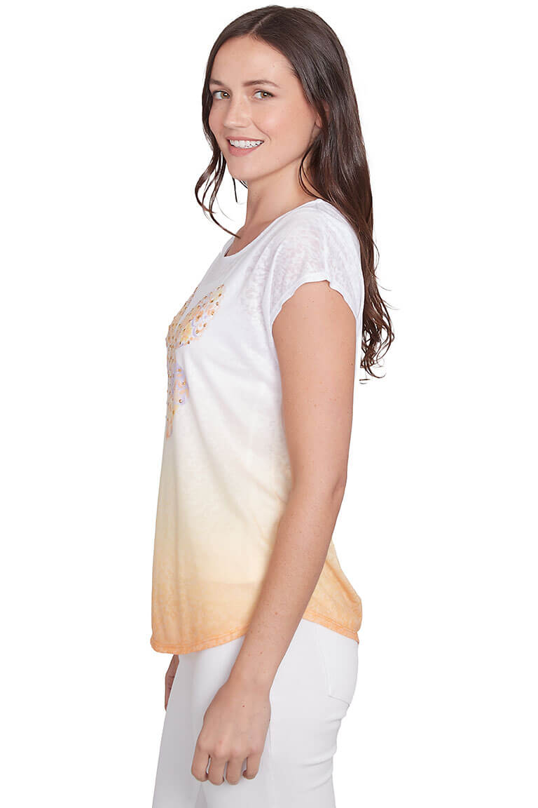 Petite Peachy Keen Jeweled Butterfly Tee