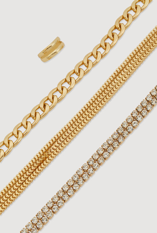 Chain Anklet Trio with Toe Ring