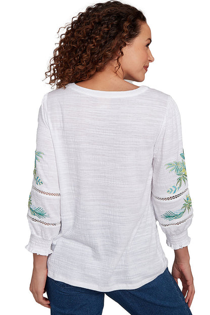 Paradise Cove Embroidered Peasant Blouse