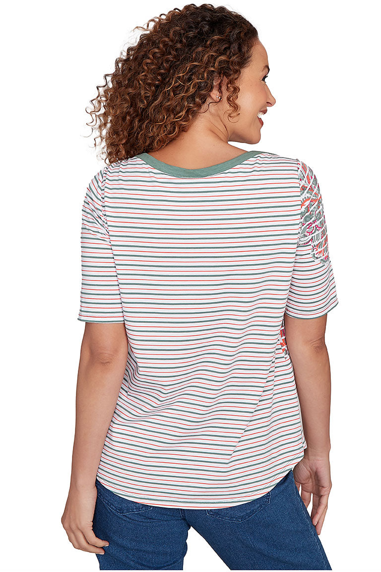 Stripe Right Paisley Elbow Sleeve Top