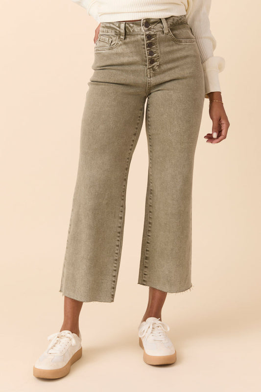Malia Martini Green High Rise Wide Leg Jeans SALE