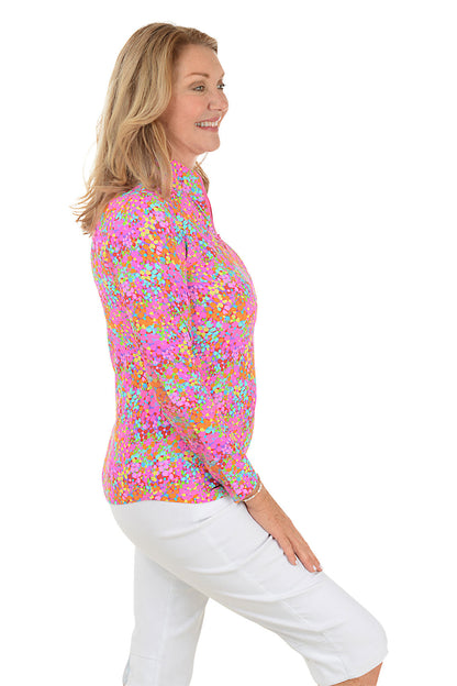 Hot Pink Allana Speckled UPF50+ Sun Shirt