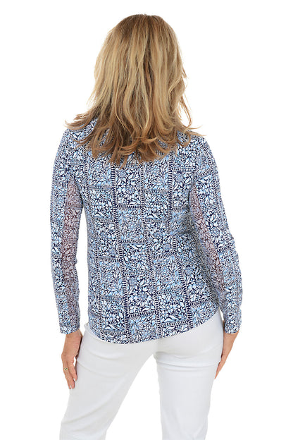 Navy Josie Tile UPF50+ Sun Shirt