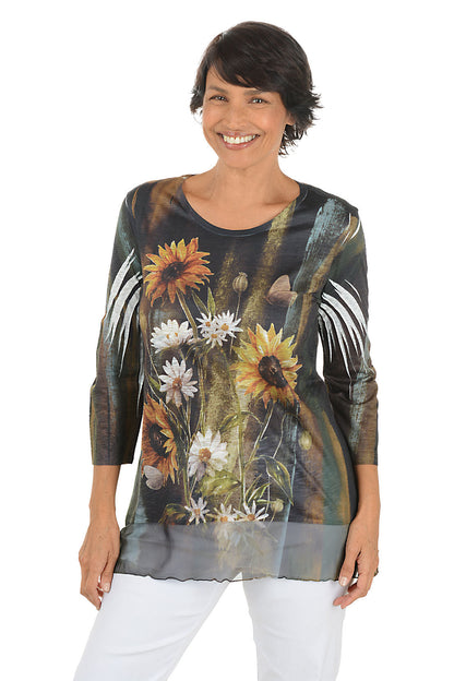 Memories 3/4 Sleeve Chiffon Hem Tunic