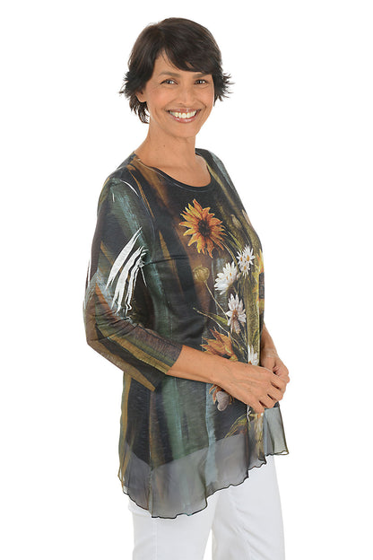 Memories 3/4 Sleeve Chiffon Hem Tunic