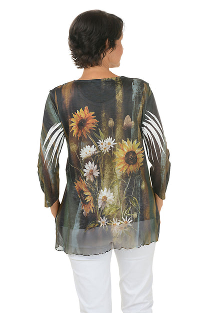 Memories 3/4 Sleeve Chiffon Hem Tunic