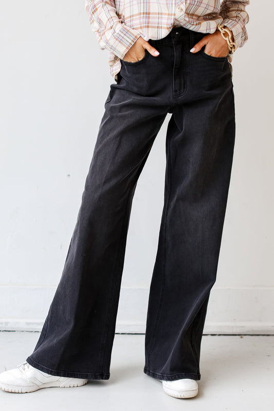 FINAL SALE - See You Then Black Denim Wide Leg Jeans